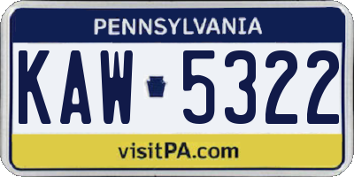 PA license plate KAW5322