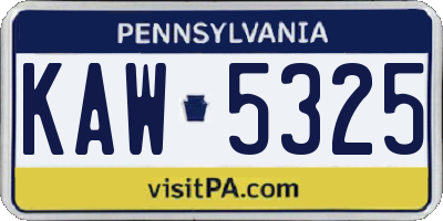 PA license plate KAW5325