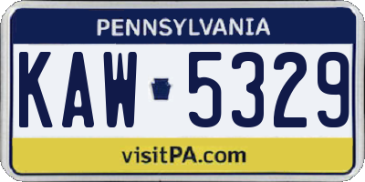 PA license plate KAW5329