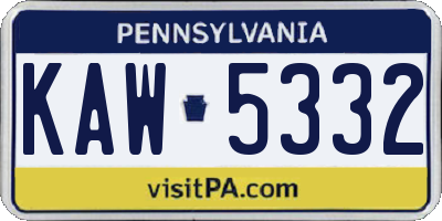 PA license plate KAW5332