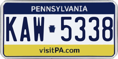 PA license plate KAW5338