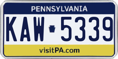 PA license plate KAW5339