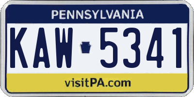 PA license plate KAW5341