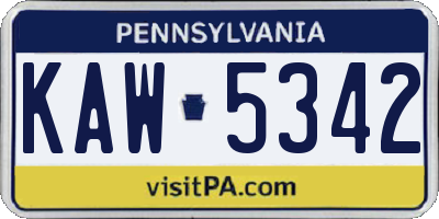 PA license plate KAW5342