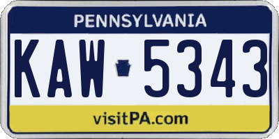 PA license plate KAW5343