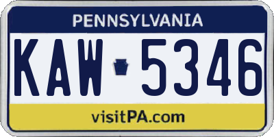 PA license plate KAW5346