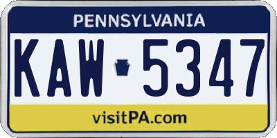 PA license plate KAW5347