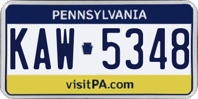 PA license plate KAW5348