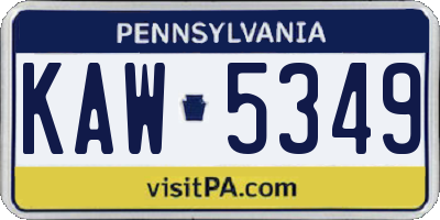 PA license plate KAW5349