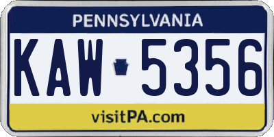 PA license plate KAW5356