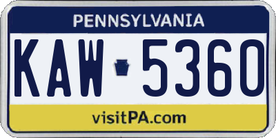 PA license plate KAW5360