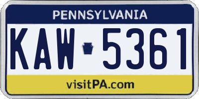 PA license plate KAW5361
