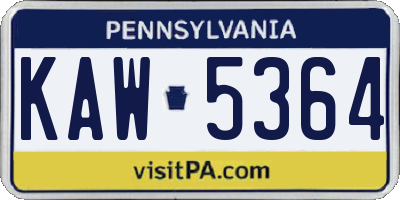 PA license plate KAW5364