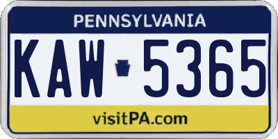 PA license plate KAW5365