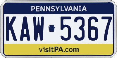 PA license plate KAW5367