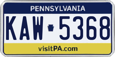 PA license plate KAW5368