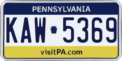 PA license plate KAW5369