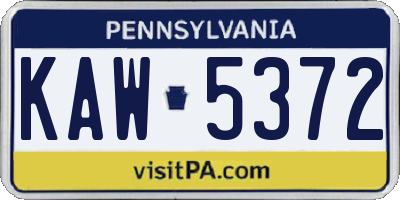 PA license plate KAW5372