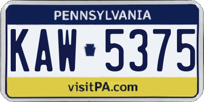 PA license plate KAW5375