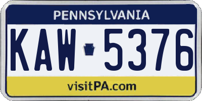 PA license plate KAW5376