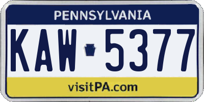 PA license plate KAW5377