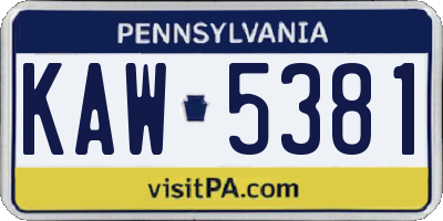 PA license plate KAW5381