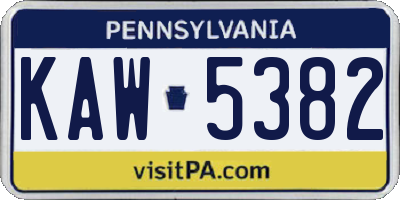 PA license plate KAW5382