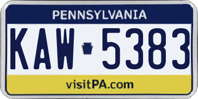 PA license plate KAW5383