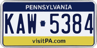 PA license plate KAW5384