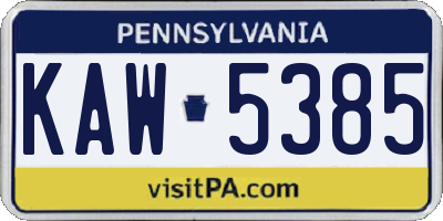 PA license plate KAW5385