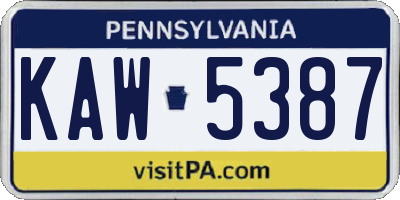 PA license plate KAW5387