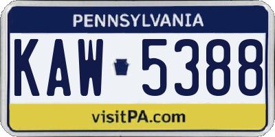 PA license plate KAW5388