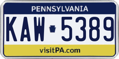 PA license plate KAW5389