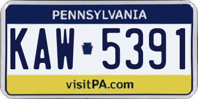 PA license plate KAW5391