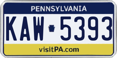 PA license plate KAW5393