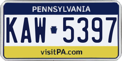 PA license plate KAW5397