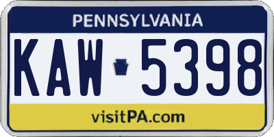 PA license plate KAW5398