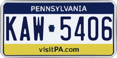 PA license plate KAW5406