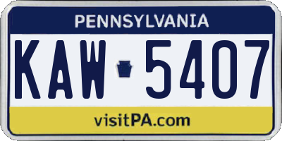 PA license plate KAW5407