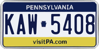 PA license plate KAW5408