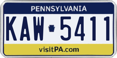 PA license plate KAW5411