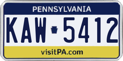 PA license plate KAW5412