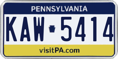 PA license plate KAW5414