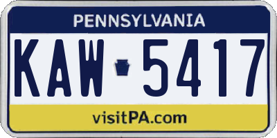 PA license plate KAW5417