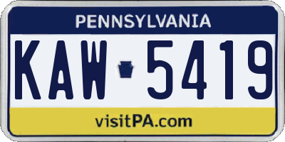 PA license plate KAW5419