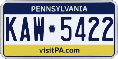 PA license plate KAW5422