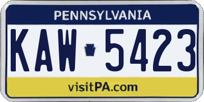 PA license plate KAW5423