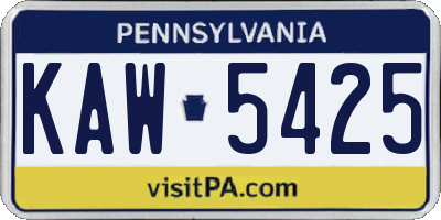 PA license plate KAW5425