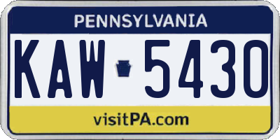PA license plate KAW5430