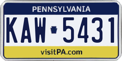 PA license plate KAW5431